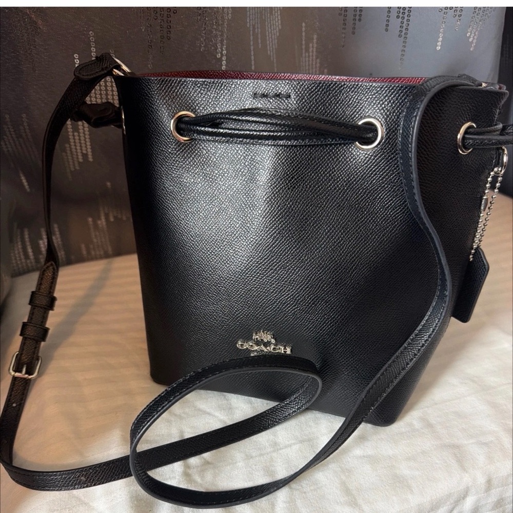 Coach lena black leather Drawstring Crossbody bag